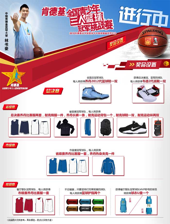 2012肯德基三人篮球赛奖品设置